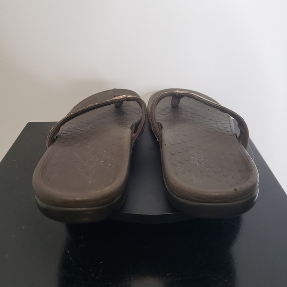 Vionic by Orthaheel Tide II Brown Leopard Leather & Mesh Thong Sandals Size 7 - Picture 4 of 8